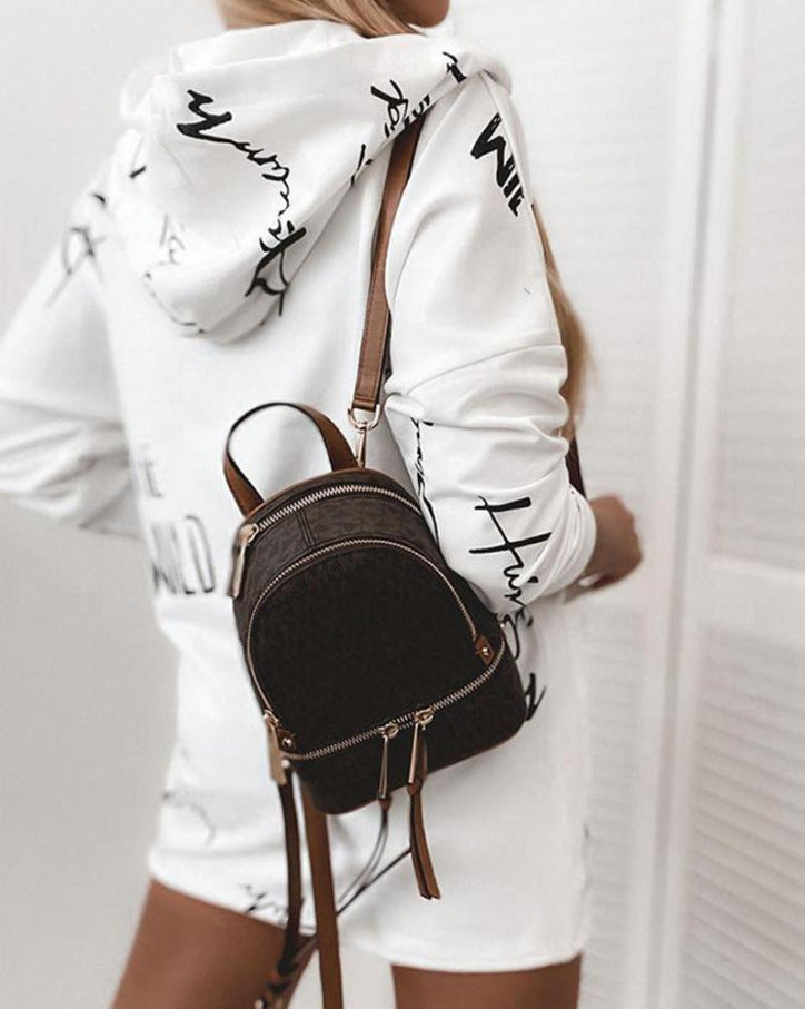 Letter Print Zipper Hoodie Windbreaker Jacket Women