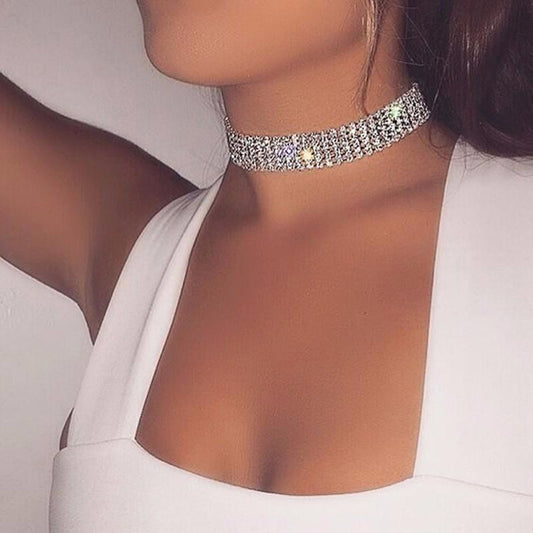 "Elegant Women's Full Crystal Rhinestone Choker Necklace - Bridal Wedding Jewelry for Women"