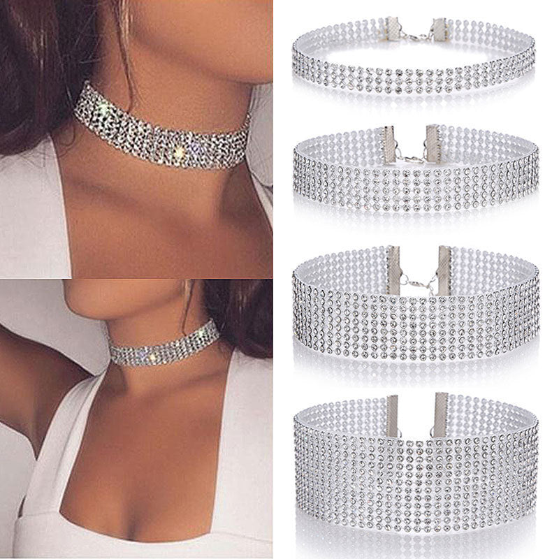 "Elegant Women's Full Crystal Rhinestone Choker Necklace - Bridal Wedding Jewelry for Women"