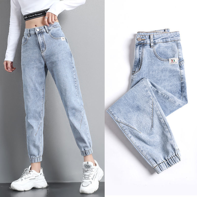 Women Streetwear Ankle Banded Jeans  Fashion Baggy