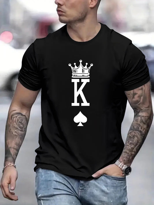 King Printed T-shirt, Men's T-shirt,  Casual Short Sleeved T-shirt