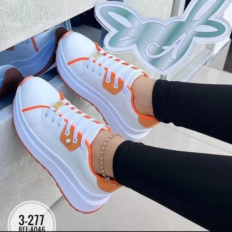 Women's Shoes Lace-up White Shoes