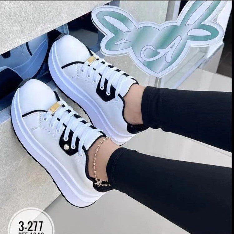 Women's Shoes Lace-up White Shoes